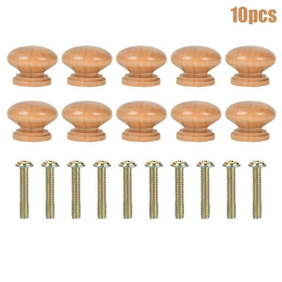 10pcs Wooden Pine Knobs Plain Pre Drilled Door Pull Cupboard Drawer Decoration