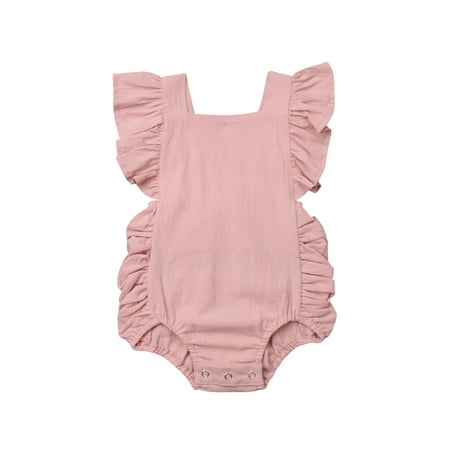 

Newborn Baby Girl Sleeveless Ruffle Romper Bodysuit Jumpsuit Clothes Outfit