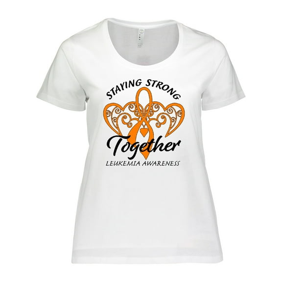 Inktastic Leukemia Awareness Staying Strong Together and Orange Ribbon Women's Plus Size T-Shirt