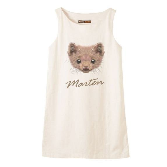 Portrait Of Marten Printed Vintage 100% Cotton Linen Mini Shift Dress WDS_01 10