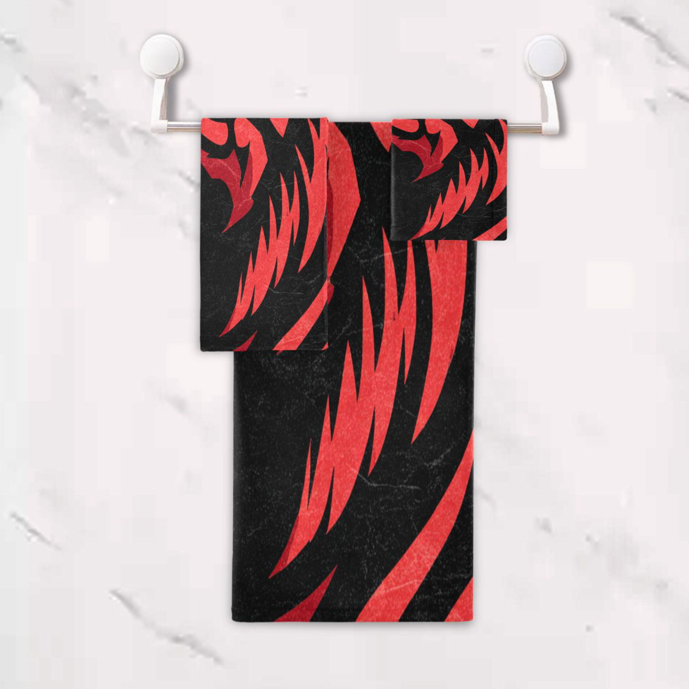 3 Pack Towel Set - Bath Towel, Hand Towel & Washcloth for Daily Household Use Graphic Tiger Head Pattern