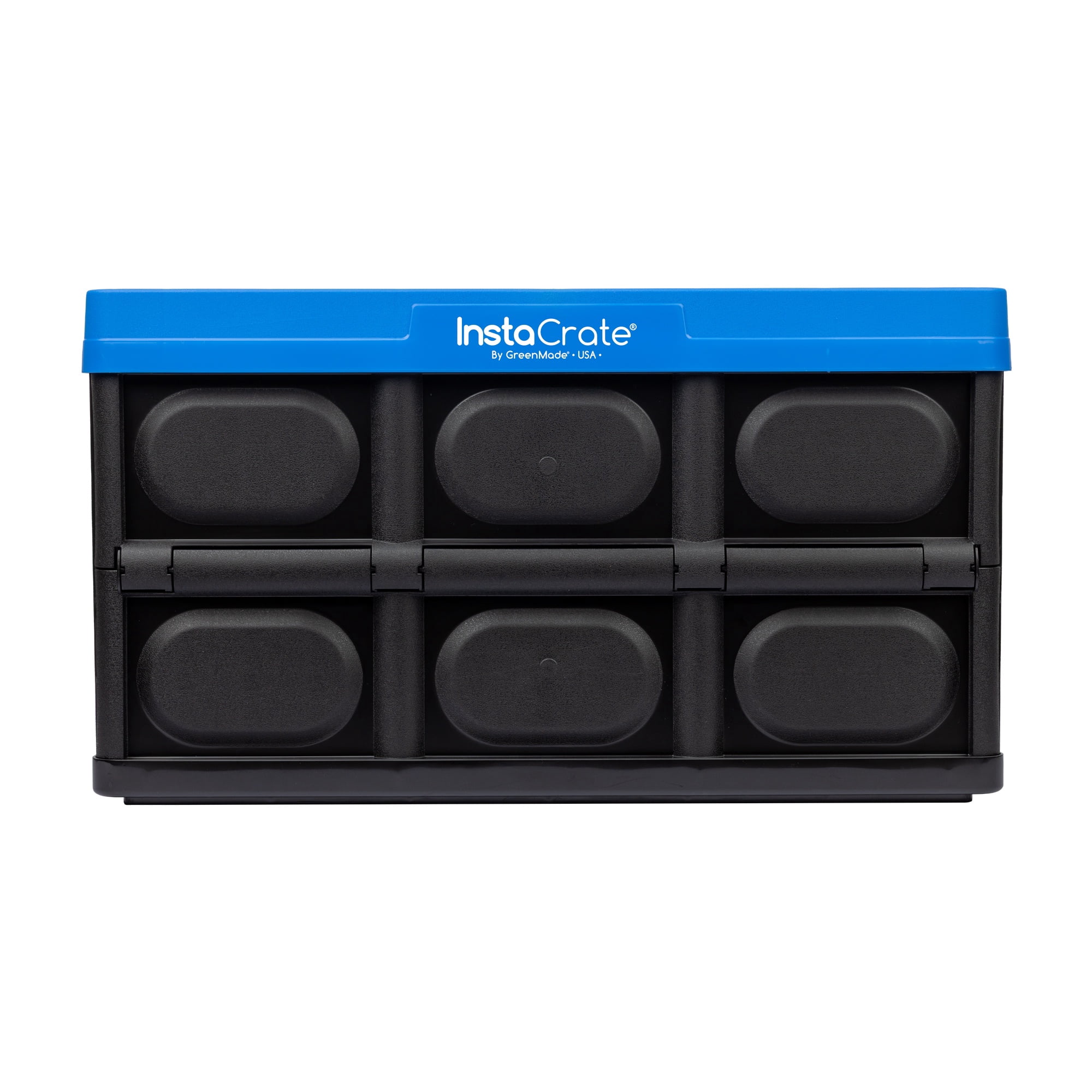 Greenmade Instacrate 12-Gallon Collapsible Plastic Storage Bin with Handles, Black and Blue