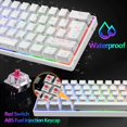 thumbnail image 2 of UK Layout 60% True Mechanical Gaming Keyboard Type C Wired 62 Keys LED Backlit USB Waterproof Keyboard 14 Chroma RGB Backlight Full Anti-ghosting Keys for Computer/PC/Laptop/MAC (White/Red Switch), 2 of 5
