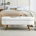 thumbnail image 3 of Bellemave Modern Storage Ottoman for Living Room, Linen Upholstered Bench with Solid Rubber Legs, Entryway Bench/Storage Bench for Bedroom(White), 3 of 11