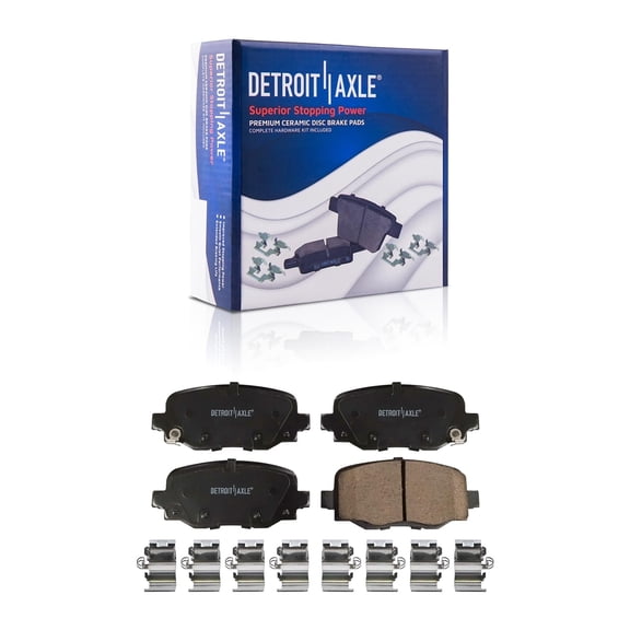 Detroit Axle - Rear Ceramic Brake Pads for 2014-2023 Jeep Cherokee, 2015-2023 Jeep Renegade, 2015-2017 Chrysler 200, 2016-2023 Fiat 500X, 2023-2025 Dodge Hornet