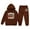 Brown, variant on Hwmodou Baby Girls Outfit Sets Toddler Girl Boy Long Sleeve Solid Warm Hoodie Pullover Tops Pants Kids Outfits Sweat Suit,2-Piece,Size 1-9Y