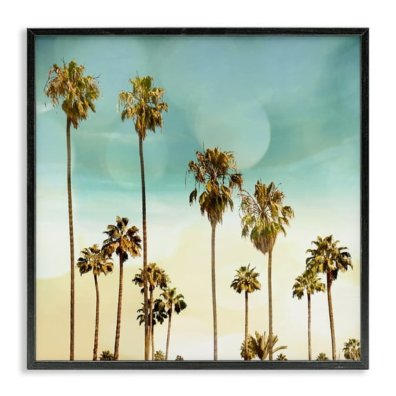 Stupell Industries Palm Tree Beach Sky Nautical & Beach Painting Black Framed Art Print Wall Art, 12 x 12
