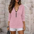 thumbnail image 2 of Oiangi Women's Half Zip Long Sleeve Shirts Crewneck Fashion Streetwear Pullover Tops for Fall Winter Pink M, 2 of 8