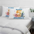 thumbnail image 4 of Happy 5rd Birthday Pillow Covers Queen, Cartoon Cute Pink Yellow Blue Dinosaurs Floral Soft Brushed Microfiber Breathable Throw Pillow Covers, Pillowcase with Zipper for Couch Sofa Bedroom 20"x30", 4 of 9