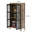 thumbnail image 5 of LuxenHome 47.2" Farmhouse Storage Cabinet with Glass Doors, Tall Pantry Cabinet, Glass Display Cabinet, 5 of 10