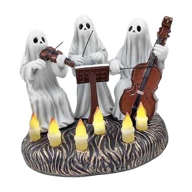 Fantasma Luminosa Decoración de Fantasma Escalofriante Ornamentación de Mesa Decorativa Figura Espeluznante con Luces en Resina Adecuada para