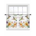 thumbnail image 7 of Spring Floral Sheer Curtains 54 Inch Length 2 Panels Set, Elegant Birds Summer Botanical Flowers Voile Window Treatment Rod Pocket Short Kitchen Curtains Drapes for Bedroom 52"x54"x2, 7 of 7