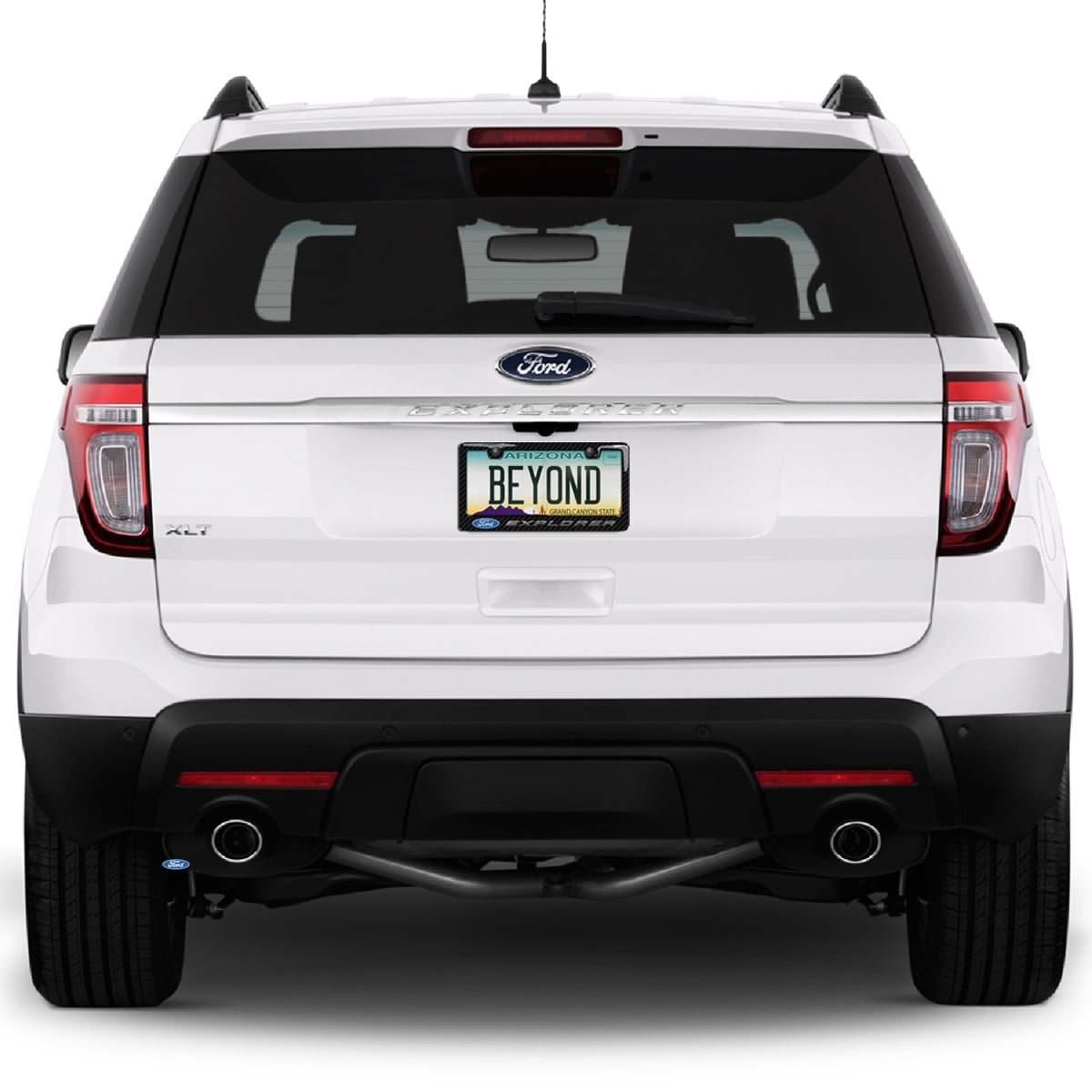 Ford Explorer 3D in Dark Gray on Real Carbon Fiber ABS Plastic License Plate Frame