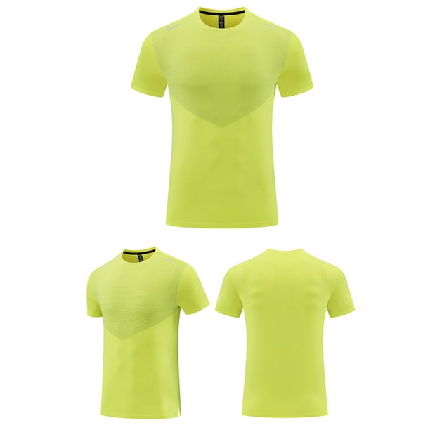 Playera Elvqul de Hombre Economicas Manga Corta Verde Patchwork Gym Cuello Redondo