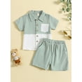 thumbnail image 2 of Bagilaanoe Baby Boy Cotton Linen Shorts Set Solid Color Short Sleeve Button Down T-shirt Tops and Shorts Summer Outfit Clothes, 2 of 9