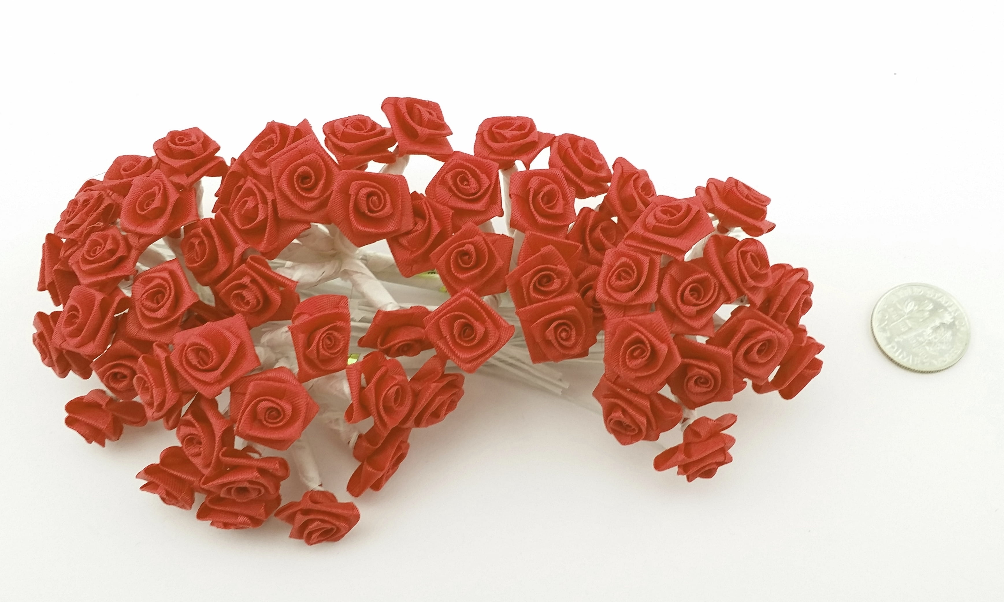 144 Medium Wrap Rose Wedding Flower Pick Red