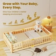 thumbnail image 2 of Slsy Montessori Floor Bed for Kids, Solid Wood Toddler Bed Frame w/Convertible Door and Safety Fence, Floor Bed Frame for Children Bedroom, Toddlers, Boys Girls, Kids Playroom, Twin / Full, 2 of 7