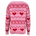 thumbnail image 4 of Valentine's Day Sweaters For Women Fashion Bow Heart Print Casual Cute Long Sleeve Crew Neck Sweatshirt Winter Soft Warm Knit Holiday Pullover Tops Hot Pink L, 4 of 5
