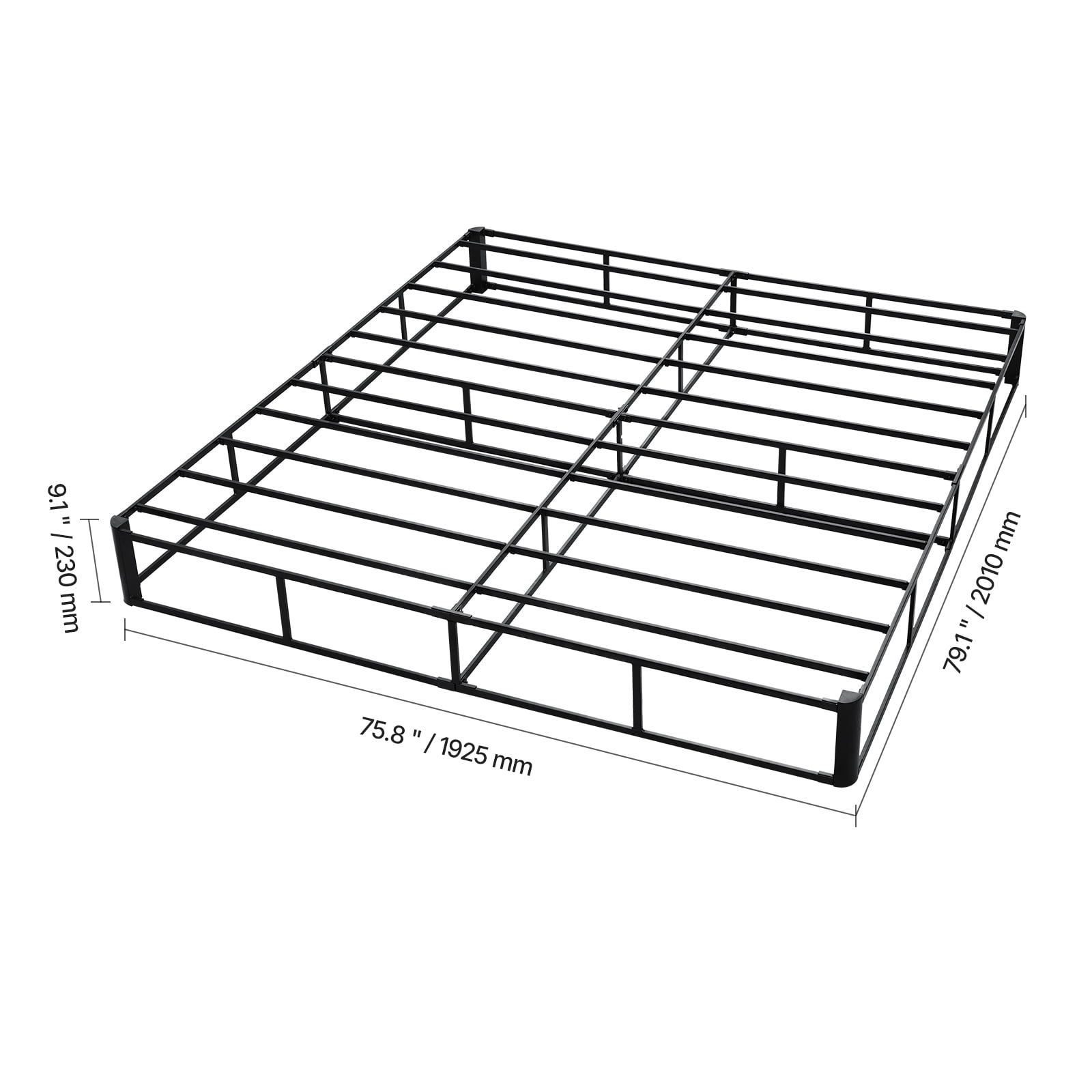 VEVOR Box Spring, King Size Bed Frame with Washable Fabric Cloth, Heavy Duty Metal Frame for King Bed, 9 in Mattress Foundation, 3500 lbs Max Weight Capacity, Easy Assembly