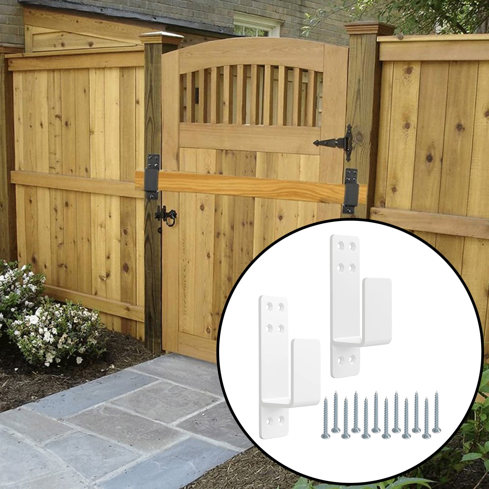Door Barrier Brackets, Drop Open Bar Holder, 2pcs U Shape Fits 2x4 Lumber Door Bar Brackets for Barn Door Reinforcement White