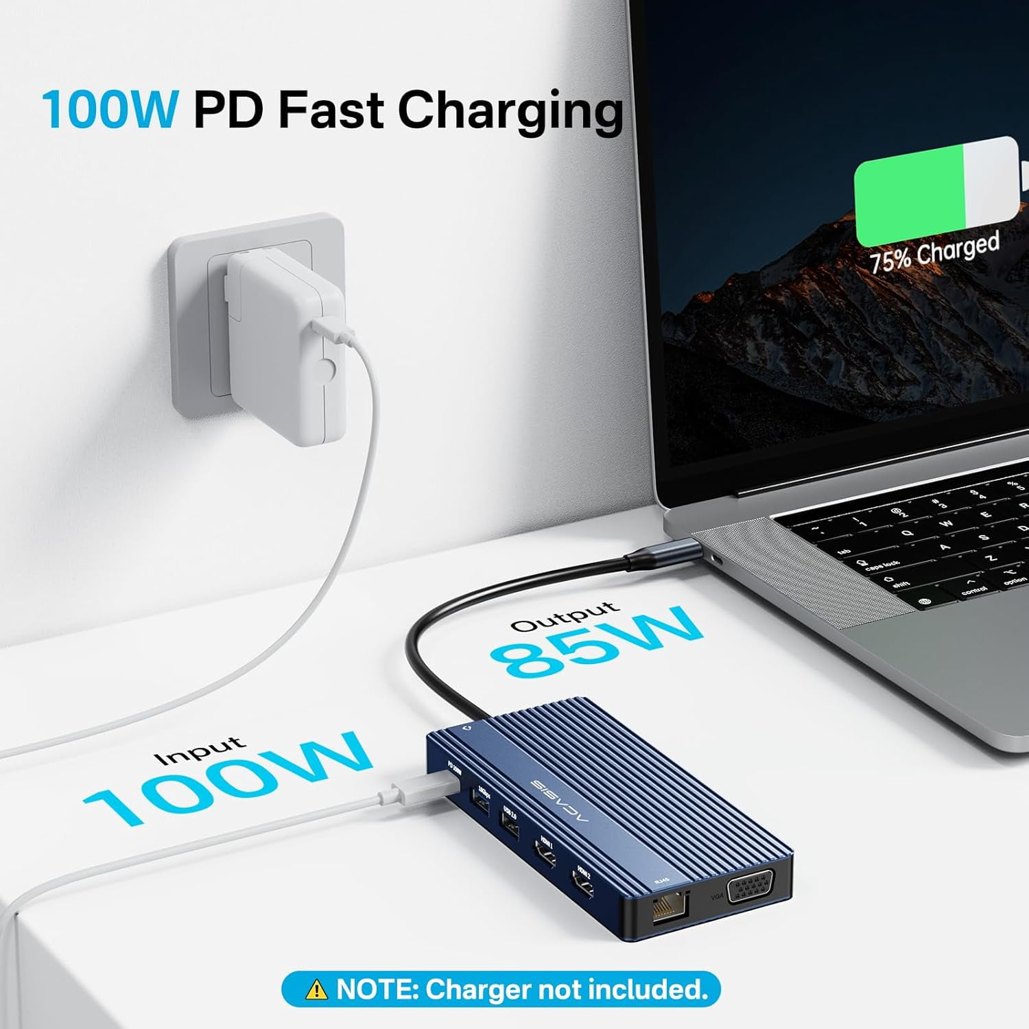 ACASIS 16-in-1 USB-C Triple Monitor Docking Station with Dual HDMI 4K@60Hz, VGA, 100W PD Charging, 10Gbps USB Ports, Gigabit Ethernet, for Windows/Mac/Laptop