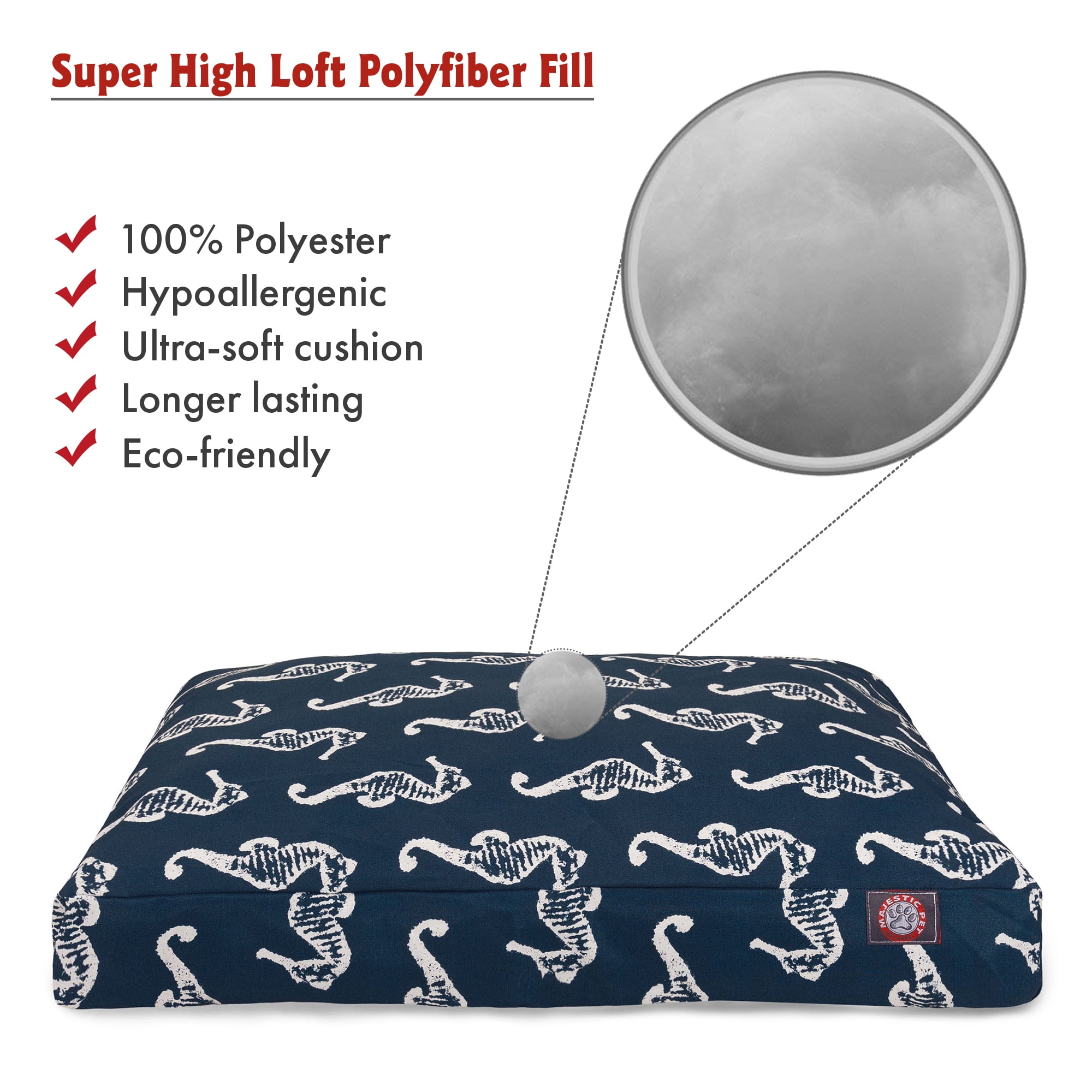Majestic Pet | Sea Horse Rectangle Pet Bed For Dogs, Removable Cover, Navy, Small