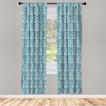 thumbnail image 3 of Ambesonne Ivory and Blue Curtains, Damask Flowers, Pair of 28"x84", Petrol Blue and Ivory, 3 of 5