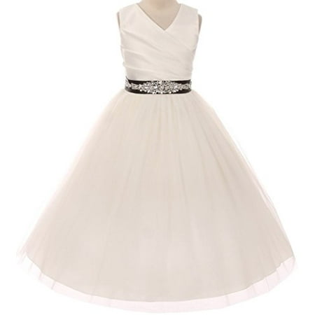 - Flower Girl Dress Communion Bridesmaid Mix & Match for Little Girl Ivory Black 10 276CB