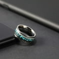 thumbnail image 3 of Wedding Rings For Men. 8mm Steel Band w Turquoise & Duo Meteorite Inlay, 3 of 6