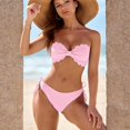 thumbnail image 2 of Two Piece Swimsuit for Women, Full Coverage Bikini, Womens Bikini Swimsuits, Swimsuit Bikini, Womens Wavy Edge Bandeau Bikini Strapless Tie Back Side String Bathing Suits Two Piece Swimsuit, Pink L, 2 of 6