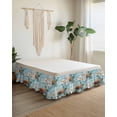 thumbnail image 2 of Coastal Sea Turtle Bed Skirt King Size 18" Drop Beach Ocean White Floral Starfish Ruffled Wrap Around Bed Skirts Adjustable Elastic Bedskirt Dust Ruffle for King Size Bed, 2 of 7