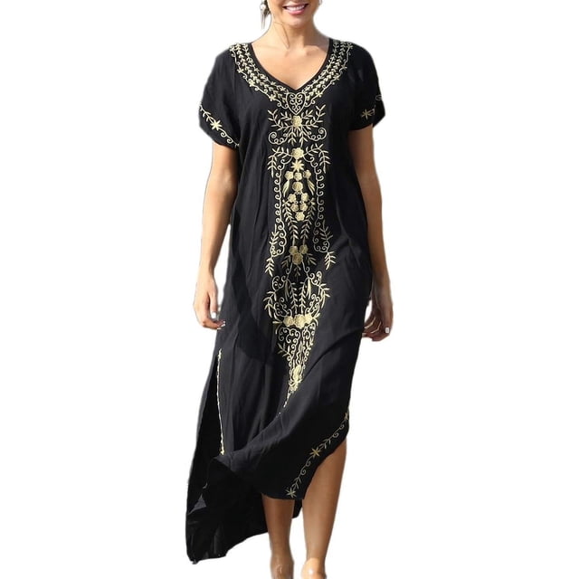 Traje de baño de bikini de manga corta con bordado para mujer, vestido de playa con abertura lateral