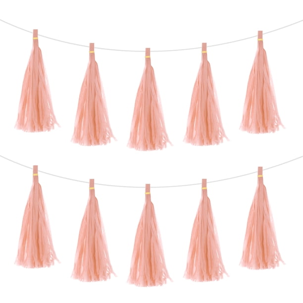 25uds Guirnalda Borlas Melocotón Rosa con Cordón Borlas Papel Seda Tassels Fiesta Tassels Kits Bricolaje para Decoración Boda Cumpleaños Fiesta