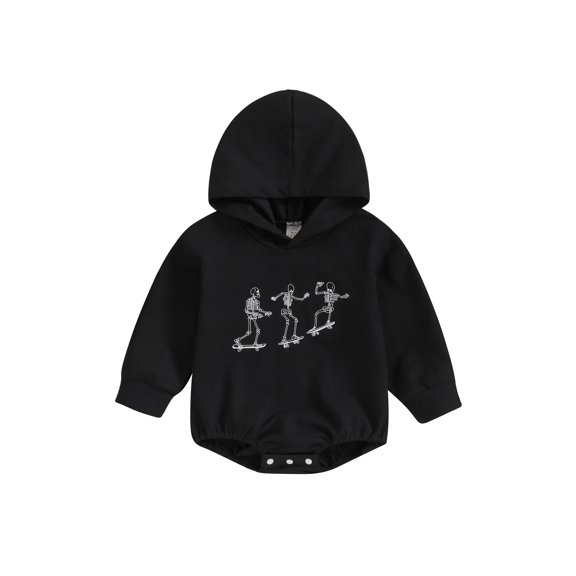 LMLYSoH Baby Halloween Sweatshirt Romper Funny Skeleton Print Long Sleeve Hooded Bodysuit Newborn Clothes