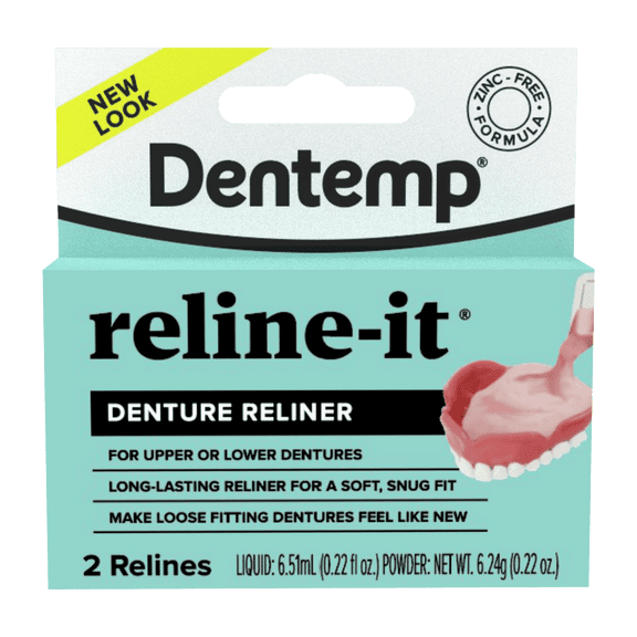 Dentemp Denture Reline Kit - Advanced Formula Reline It Denture Reliner - Denture Kit to Refit and Tighten Dentures for Both Upper & Lower Denture (2 Relines)