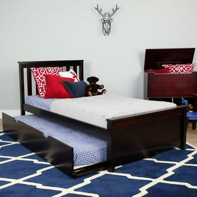 Max Lily Solid Wood Twin Platform Bed with Trundle Frame