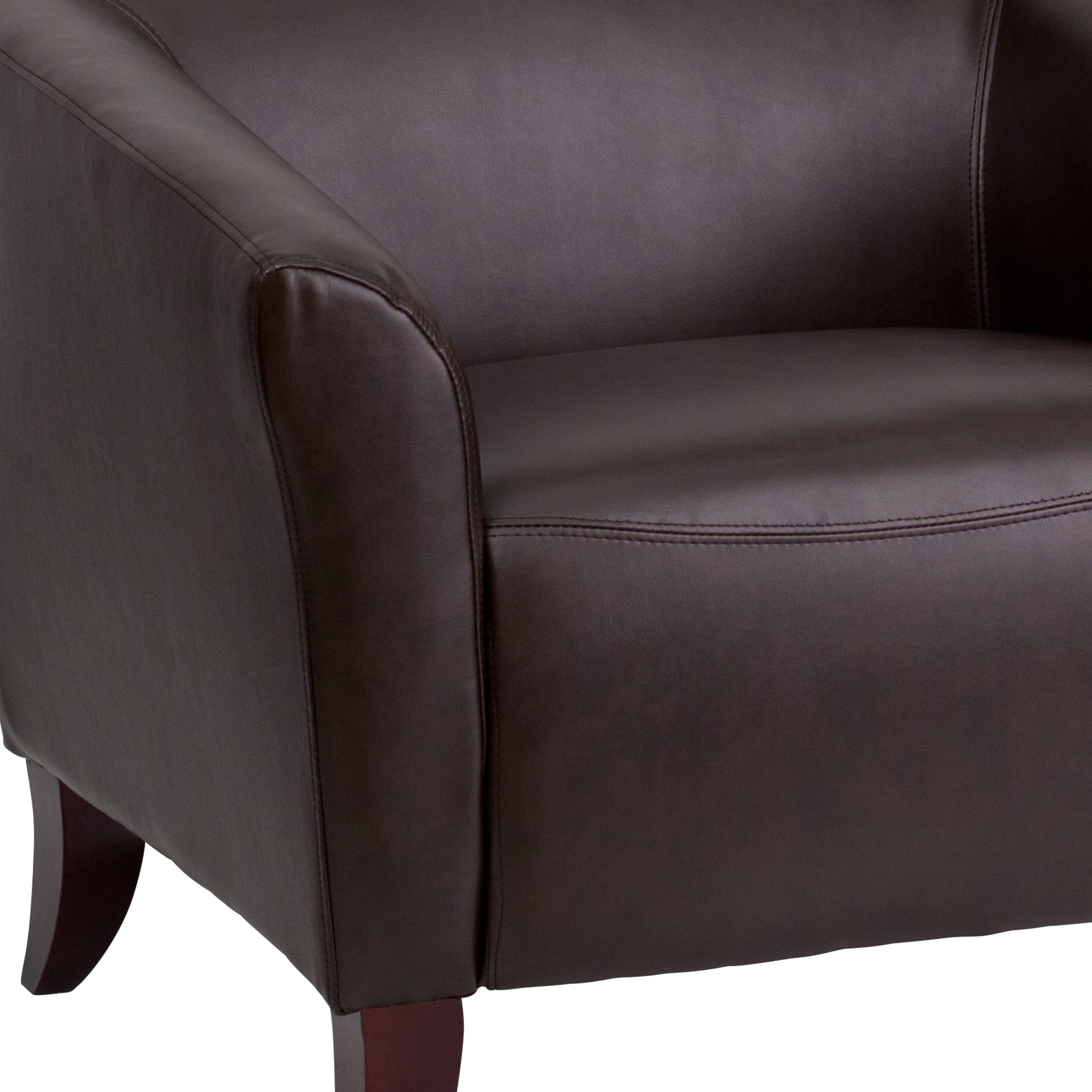 Emma + Oliver Brown LeatherSoft Loveseat with Cherry Wood Feet