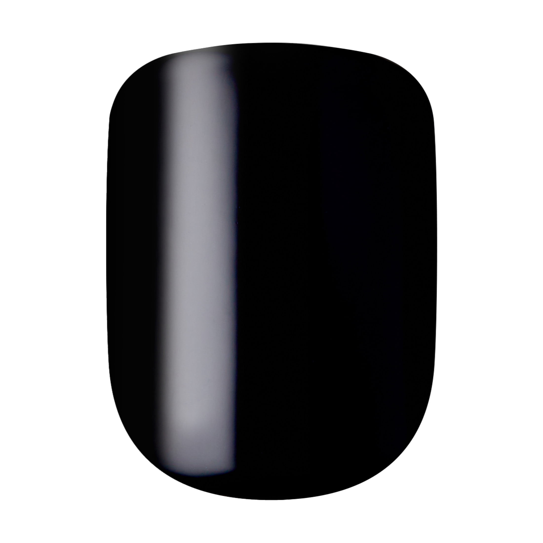 Kiss Impress Color Short Square Oval Press-On Nails with Glue, Black Solid, 30 Pieces