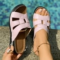 thumbnail image 4 of Busydd Women's Sandals Comfortable Soft Sole Open Toe Wedge Sandals for Women Casual Fashion Beach Slip on Summer Shoes for Women 9.5, 4 of 7