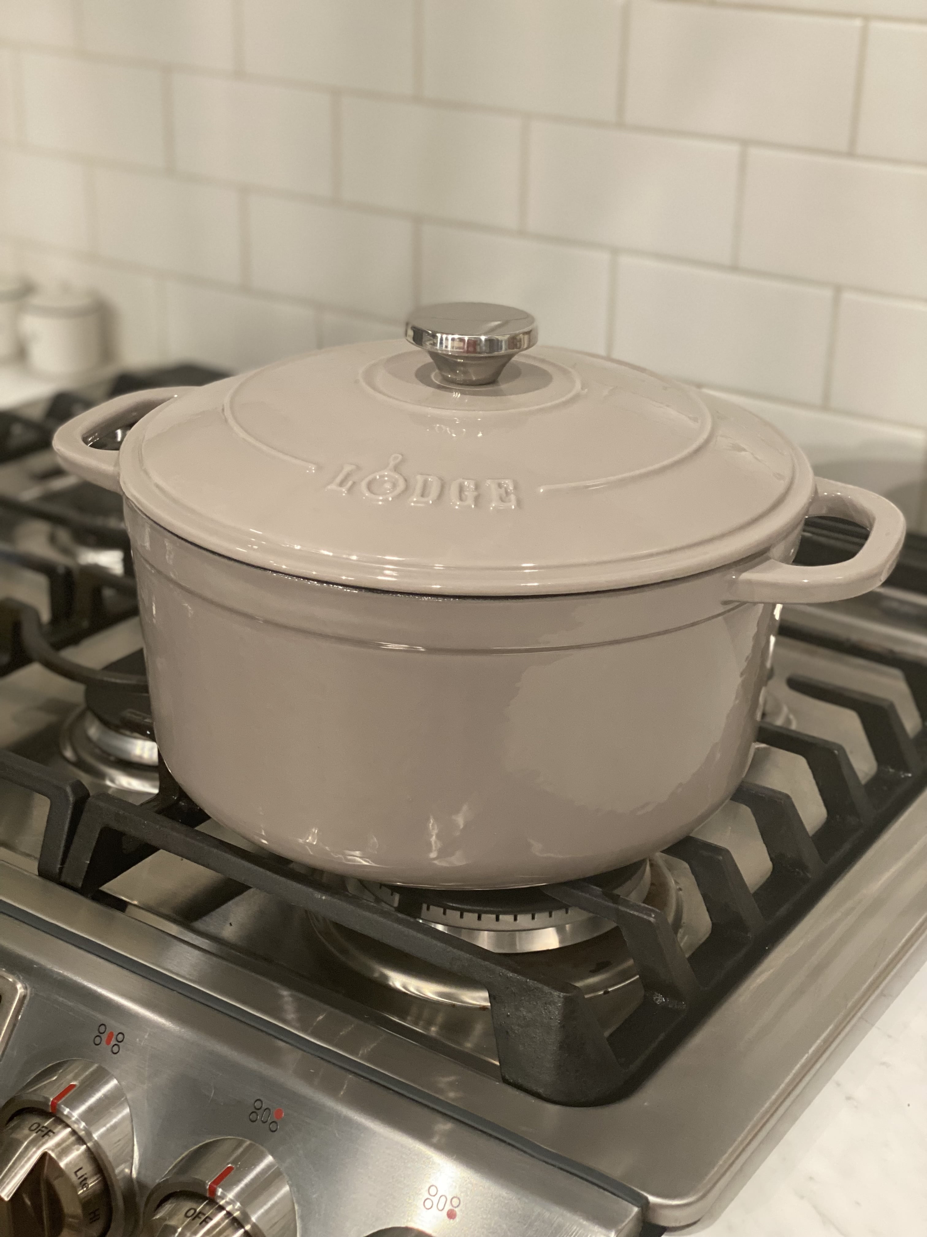 Lodge Cast Iron 6.5 Quart Enameled Dutch Oven, Ash