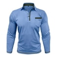 thumbnail image 4 of Men Cotton Polo Shirts Long Sleeve with Pocket Golf Shirts Shirts for Men Casual Work Athletic Collared T-Shirts Size 3XL Light Blue, 4 of 7