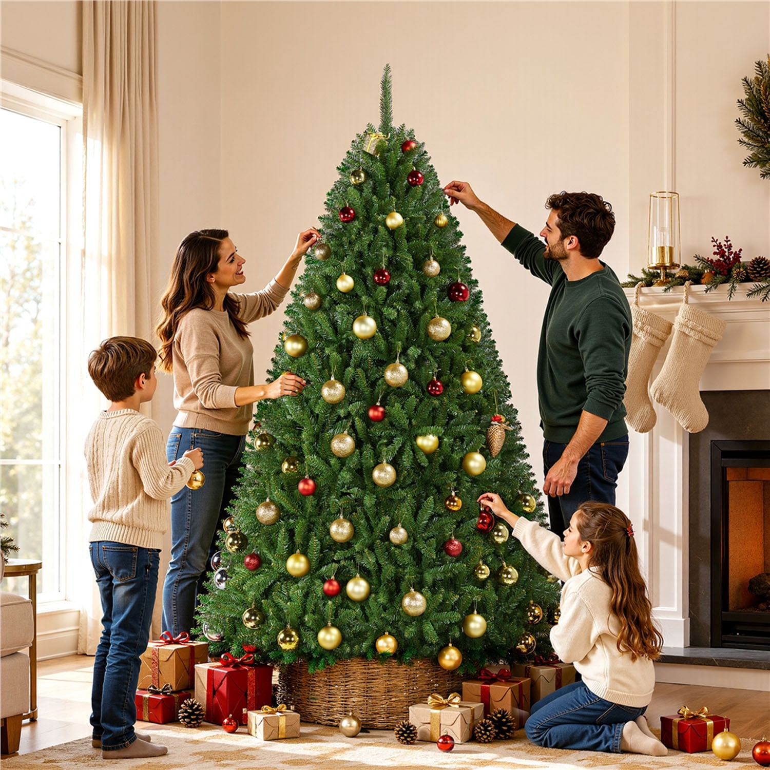 Alden Design 6FT Ultra-Thick Artificial Christmas Tree with Foldable Stand and 1614 Tips,Green