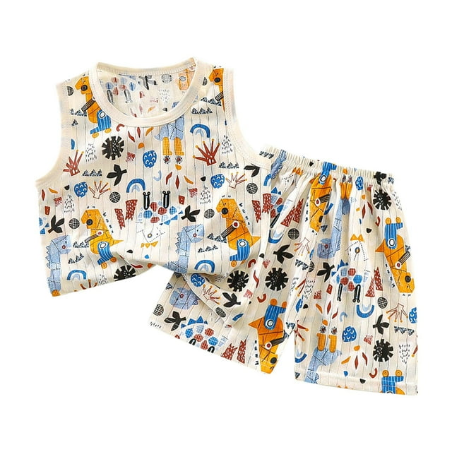 Odeerbi 1-11 Años Niños Niñas Pijama de Verano de Algodón de Manga Larga Conjunto de Pantalones Con Estampado Suave Ropa de Dormir Conjuntos de Pijama de Dos Piezas