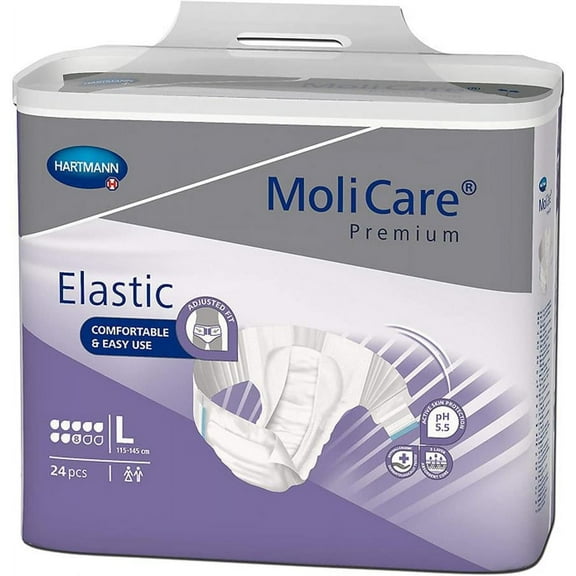 MoliCare Premium Elastic 8D Briefs, Unisex, Heavy Absorbency, Large, 72 Count