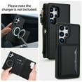 thumbnail image 6 of ELEHOLD Case for Samsung Galaxy S25 Ultra, Detachable Magnetic Zipper Leather Wallet Case with RFID Blocking, Card Holder & Cash Slot, Wrist & Crossbody Strap,Black, 6 of 8