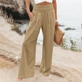 thumbnail image 2 of DHFJKG Wide Leg Pants For Women High Smocked Waist Flowy Palazzo Pants With Pockets Casual Summer Clothes, 2 of 5