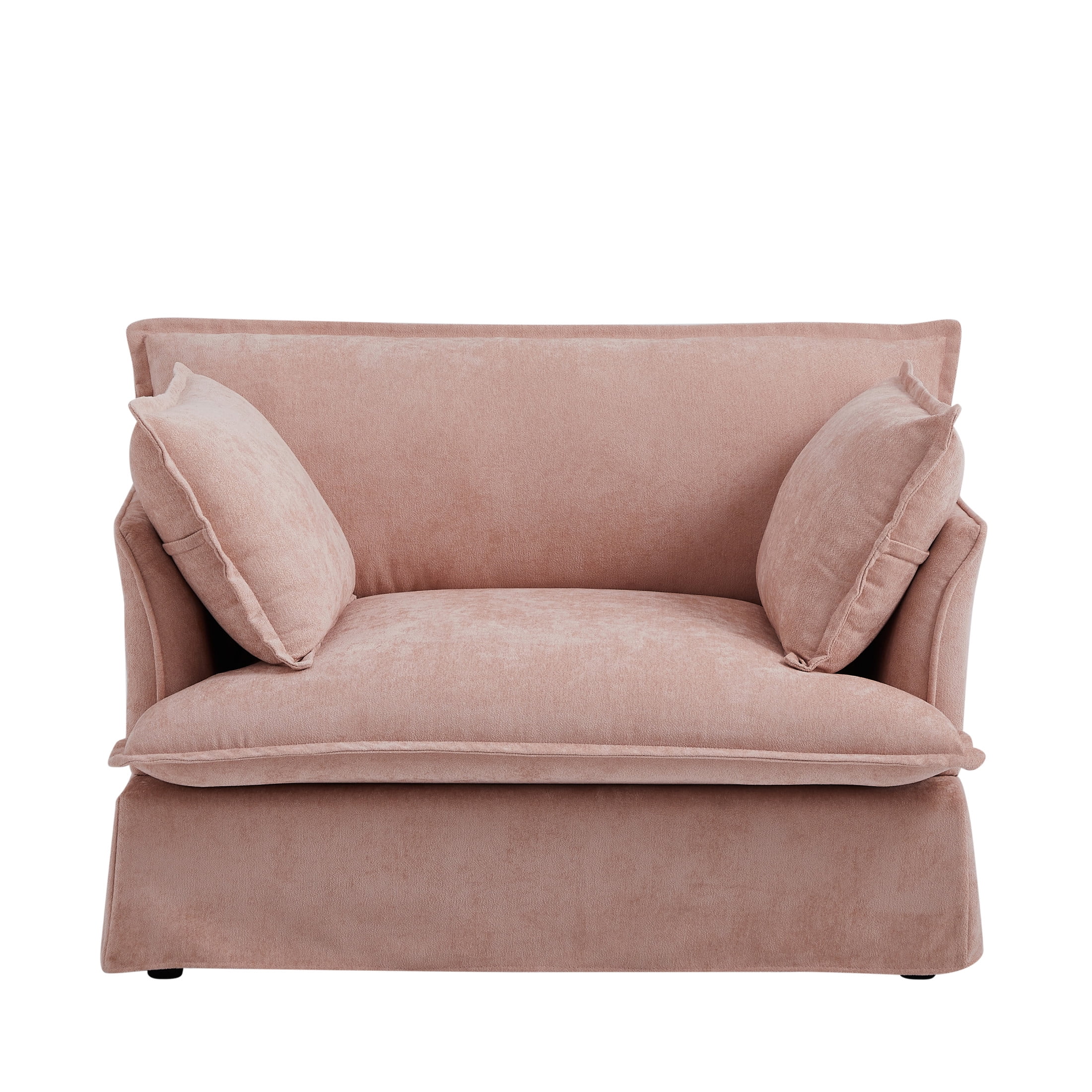 Noble House Genrix 47" Oversized Chenille Accent Chair with Charging Ports, Comfy Armchair for Living Room, Pink