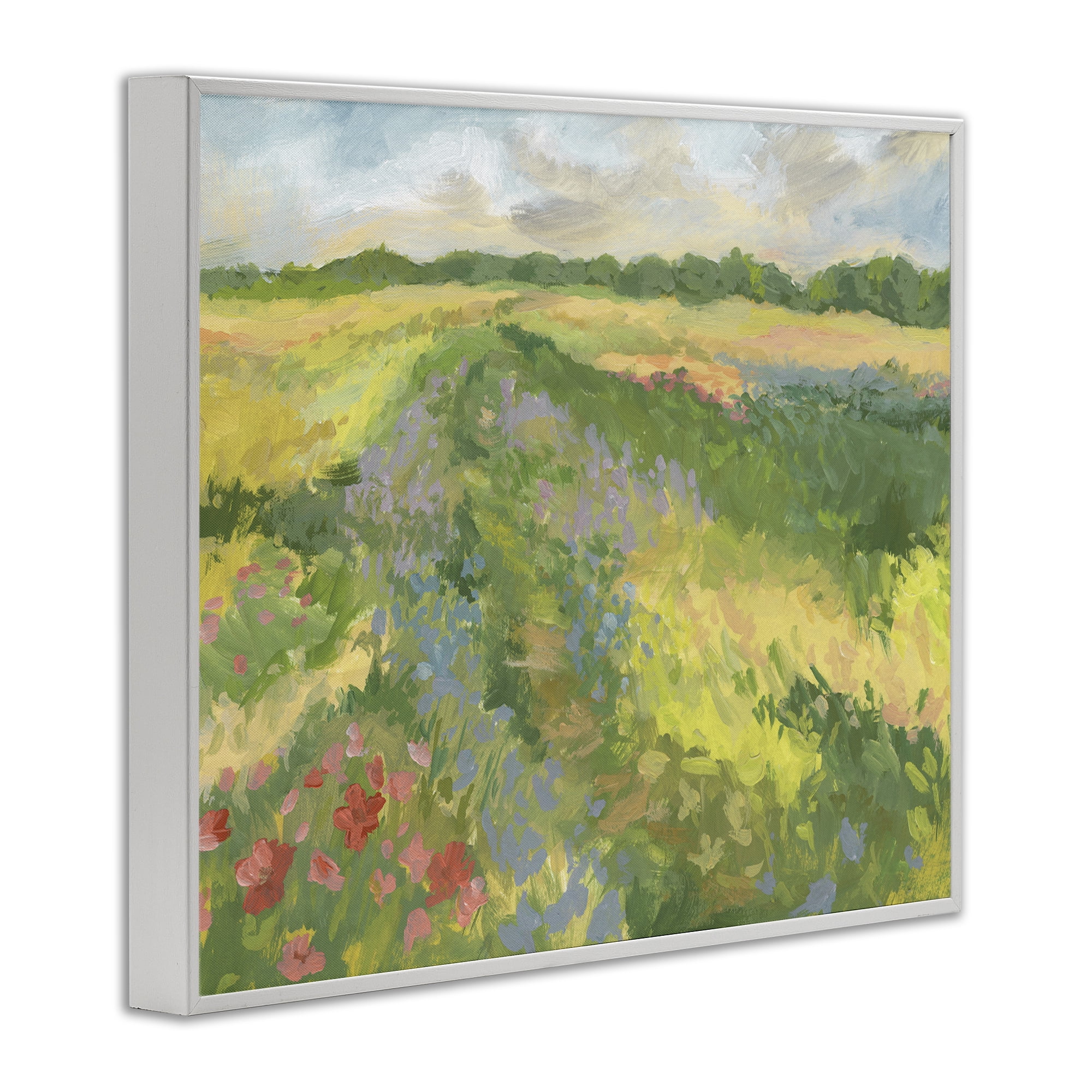 Stupell Industries Windswept Flower Meadow White Framed Giclee Art, design by Victoria Barnes