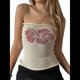 thumbnail image 3 of Top de Tubo Sin Tirantes con Estampado Floral para Mujer, Estilo Y2K, de Punto, Estilo Bandeau, para Verano Albaricoque M, 3 of 9