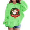 thumbnail image 2 of UACY Kids Girls Christmas Hoodie Fleece Lined Long Sleeve Hooded Cute Funny Santa Claus Graphic Sweatshirt Fall Winter Pullover Tops (Green, 11-12 Years), 2 of 5